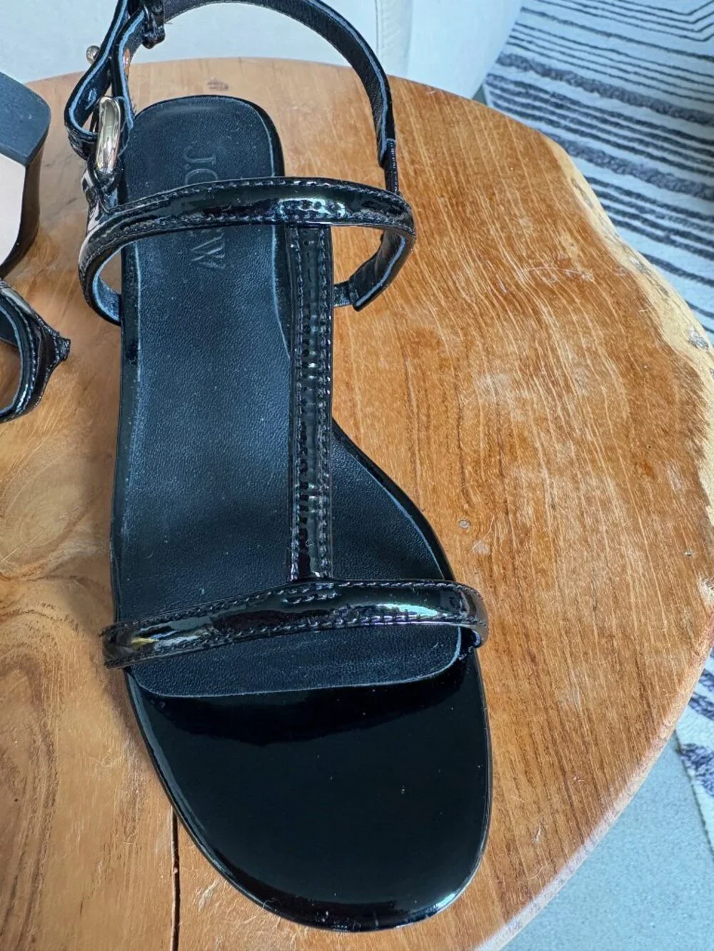 J Crew Kacie black block-heel sandals in patent leather Size 6.5
